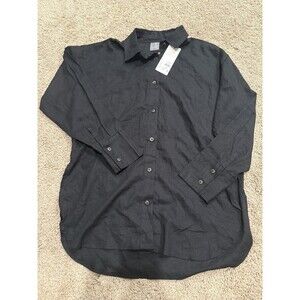 Calia Women's Oversized Henley Button-Down/Cover-Up - XS- Pure Black - Nwt